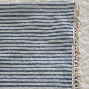 Nautical Blue and Cream Striped Curtain by [Brand]